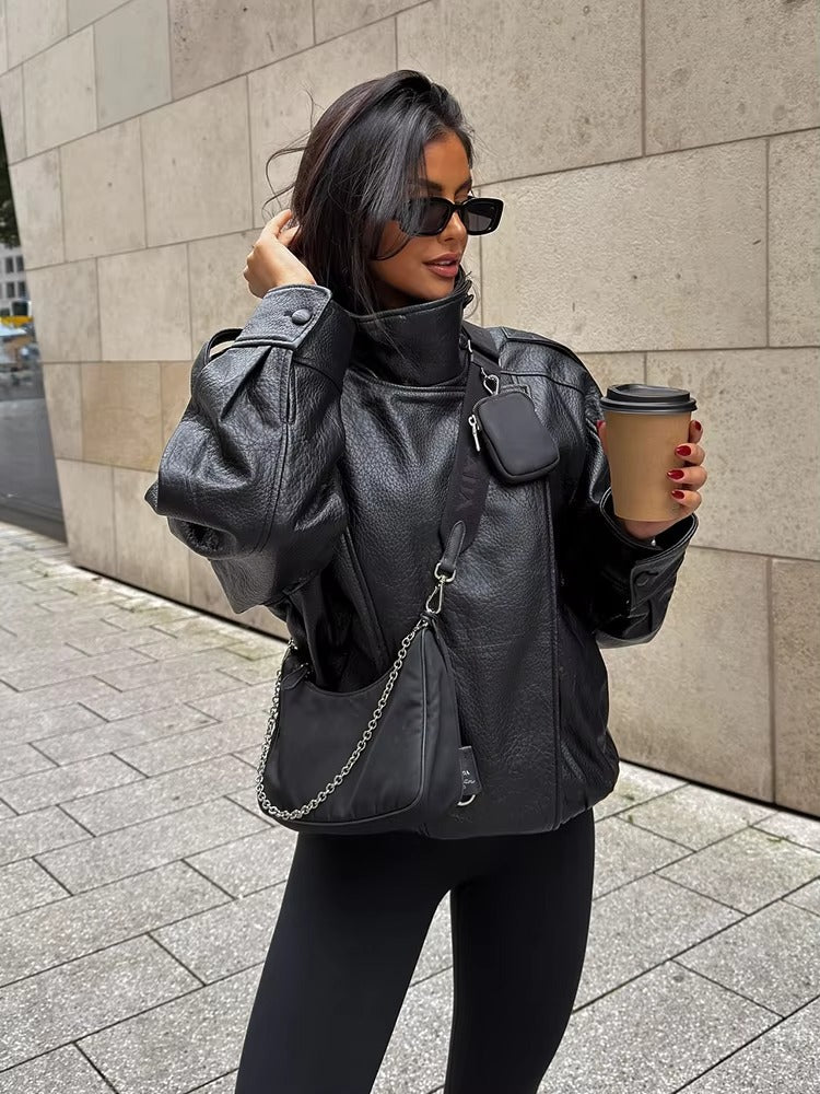 Cecil Asymmetrical Leather Jacket